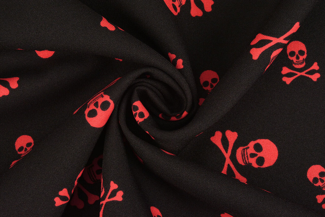 Bi-Stretch Bedruckt Piraten Schädel Rot Bi-Stretch Bedruckt Piraten Schädel Rot