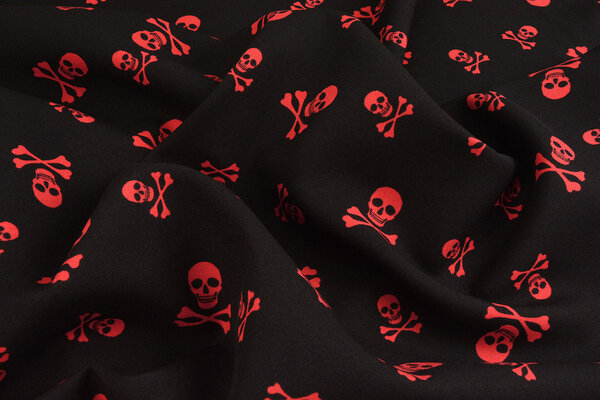 Bi-Stretch Bedruckt Piraten Schädel Rot Bi-Stretch Bedruckt Piraten Schädel Rot