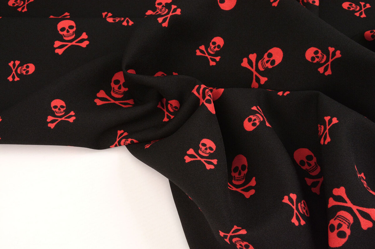 Bi-Stretch Printed Pirate Skull Red