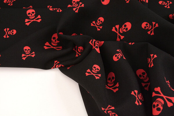 Bi-Stretch Printed Pirate Skull Red