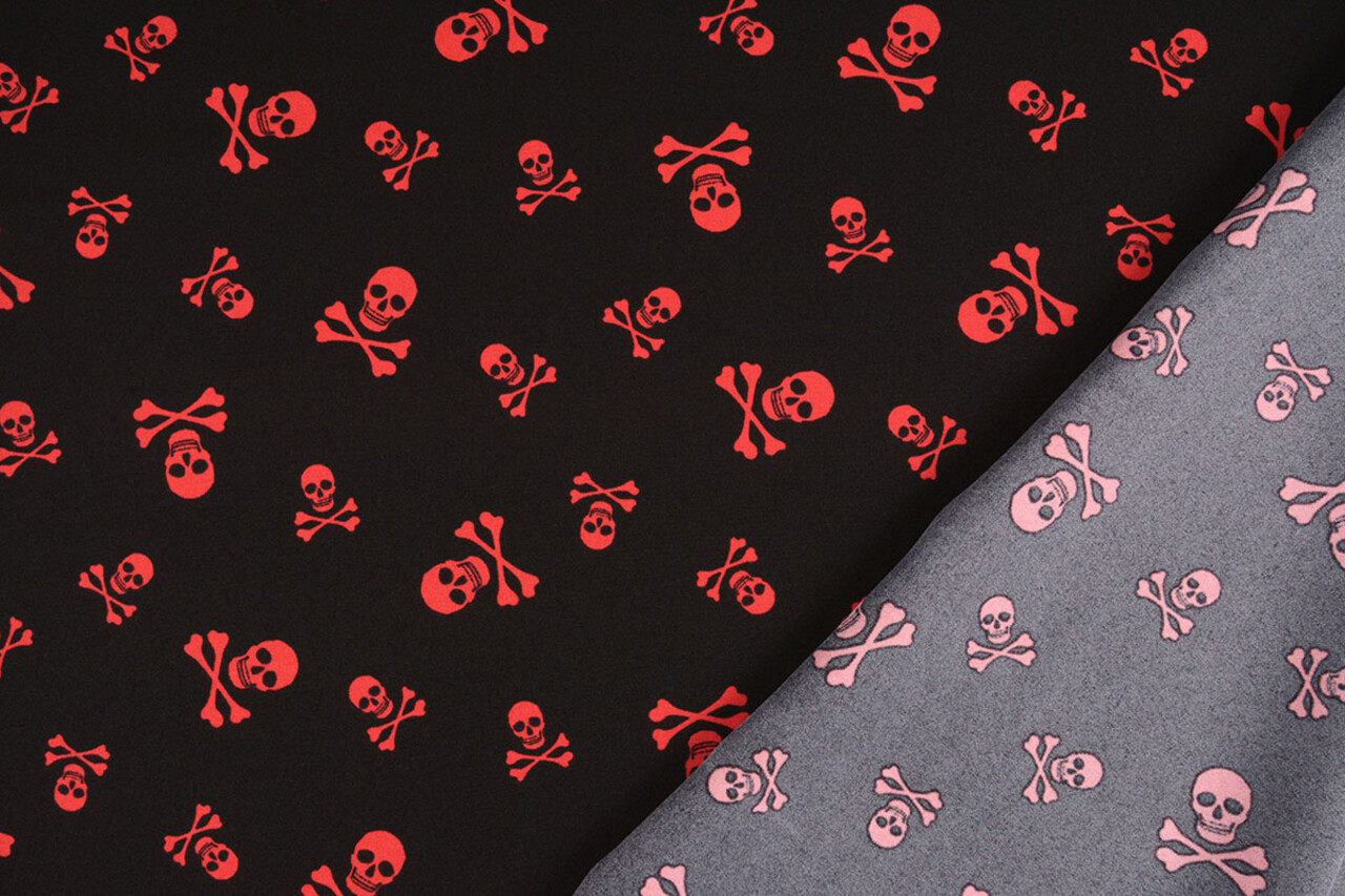 Bi-Stretch Printed Pirate Skull Red