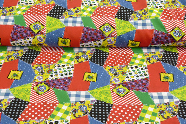 Bi-Stretch Bedrukt Patchwork Multi Color Bi-Stretch Bedrukt Patchwork Multi Color
