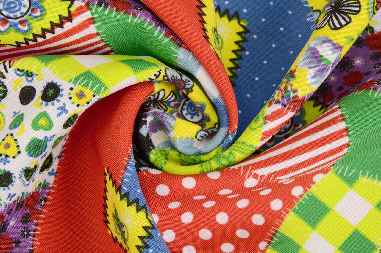 Bi-Stretch Printed Patchwork Multi Color