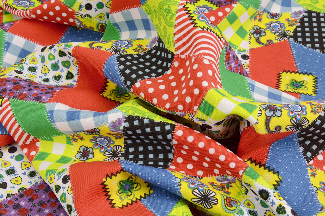 Bi-Stretch bedrucktes Patchwork Multi Color