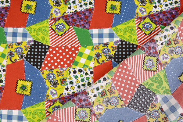 Bi-Stretch Printed Patchwork Multi Color