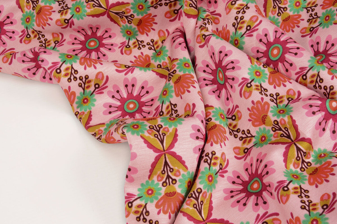 Sweatstoff Alpenfleece Robin Blumen Hellrosa