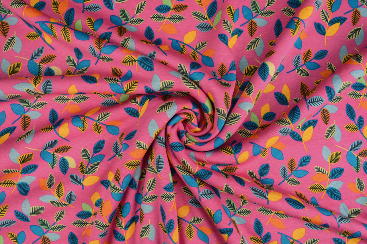 Jogging Alpenfleece Wende Leaves Fuchsia