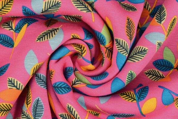 Tejido de Sudadera de Polar Alpino Wende Hojas Fucsia Tejido de Sudadera de Polar Alpino Wende Hojas Fucsia