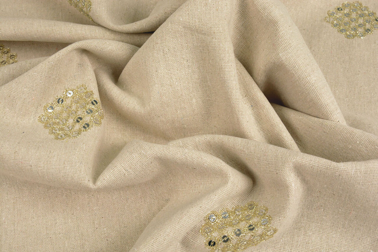 Linnen Katoen Geborduurd Pailletten Lux