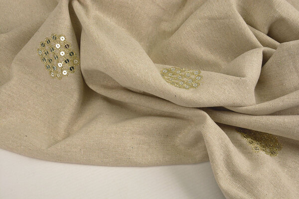 Lino Cotone Ricamato Paillettes Lux