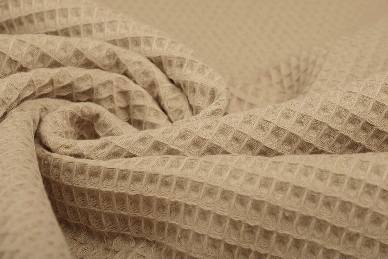 Oeko-Tex®  Waffelpiqué Baumwolle Sand