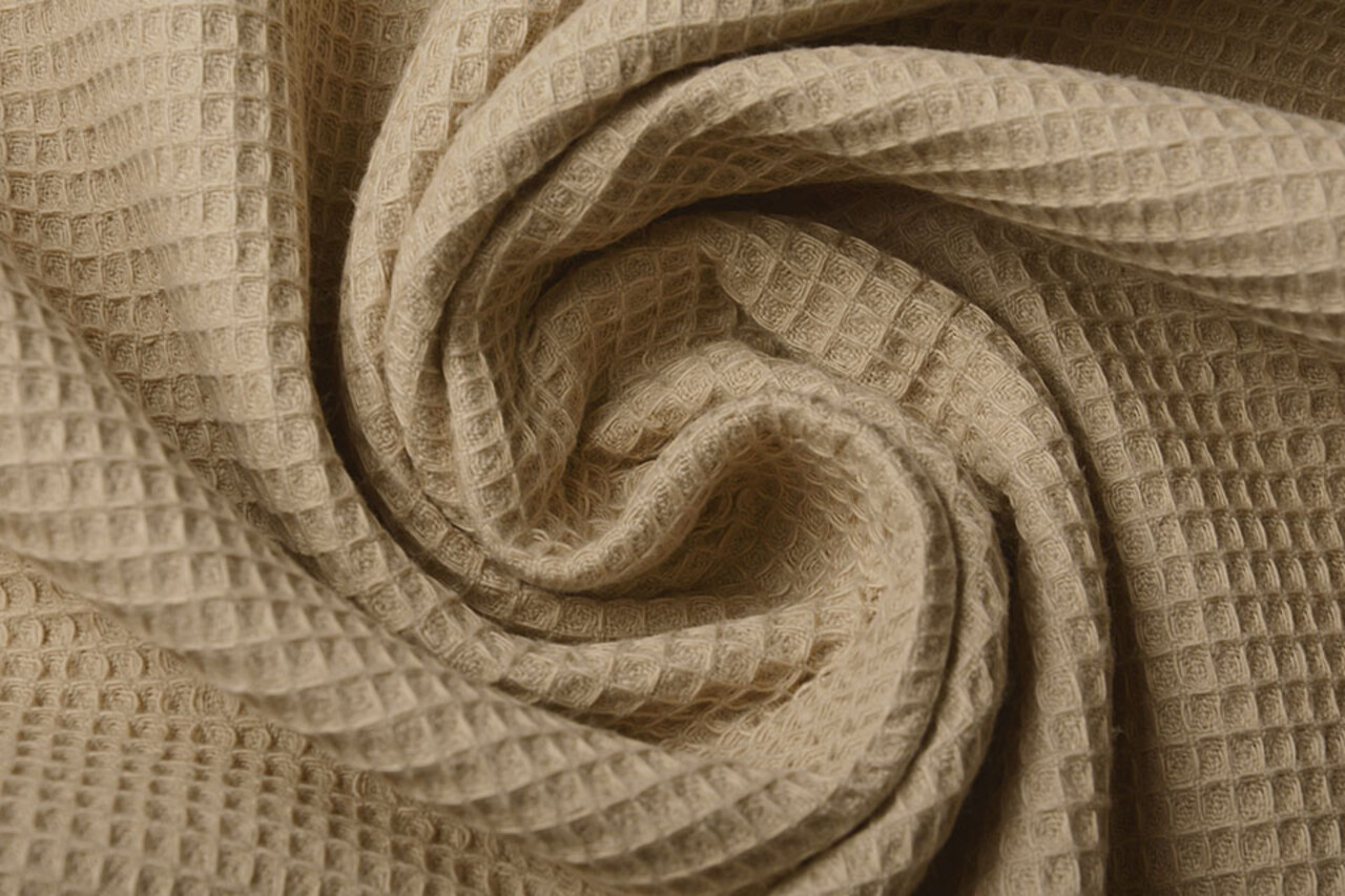 Oeko-Tex®  Mini Waffelpiqué Baumwolle Sand Oeko-Tex®  Mini Waffelpiqué Baumwolle Sand
