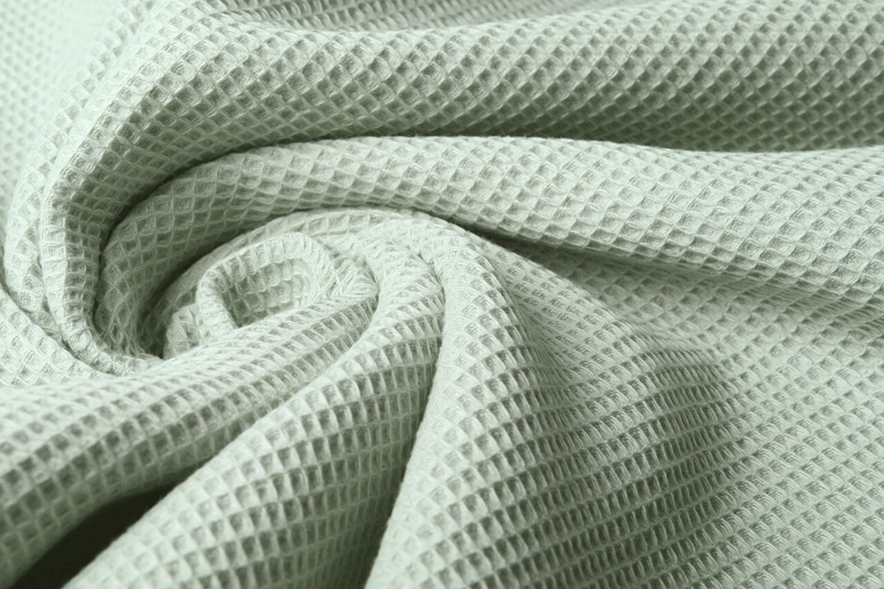 Oeko-Tex®  Mini Waffelpiqué Baumwolle Hell Altgrün Oeko-Tex®  Mini Waffelpiqué Baumwolle Hell Altgrün