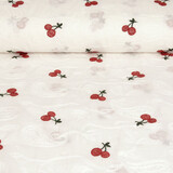 100% Baumwolle Voile Bestickt Kirsche Off-White 100% Baumwolle Voile Bestickt Kirsche Off-White
