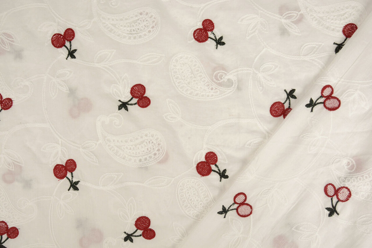 100% Algodón Voile Bordado Kers Blanco Roto
