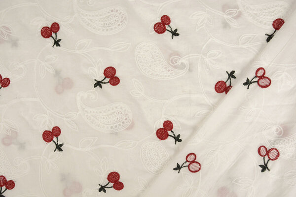 100 % Coton Voile Brodé Kers Blanc Cassé 100 % Coton Voile Brodé Kers Blanc Cassé
