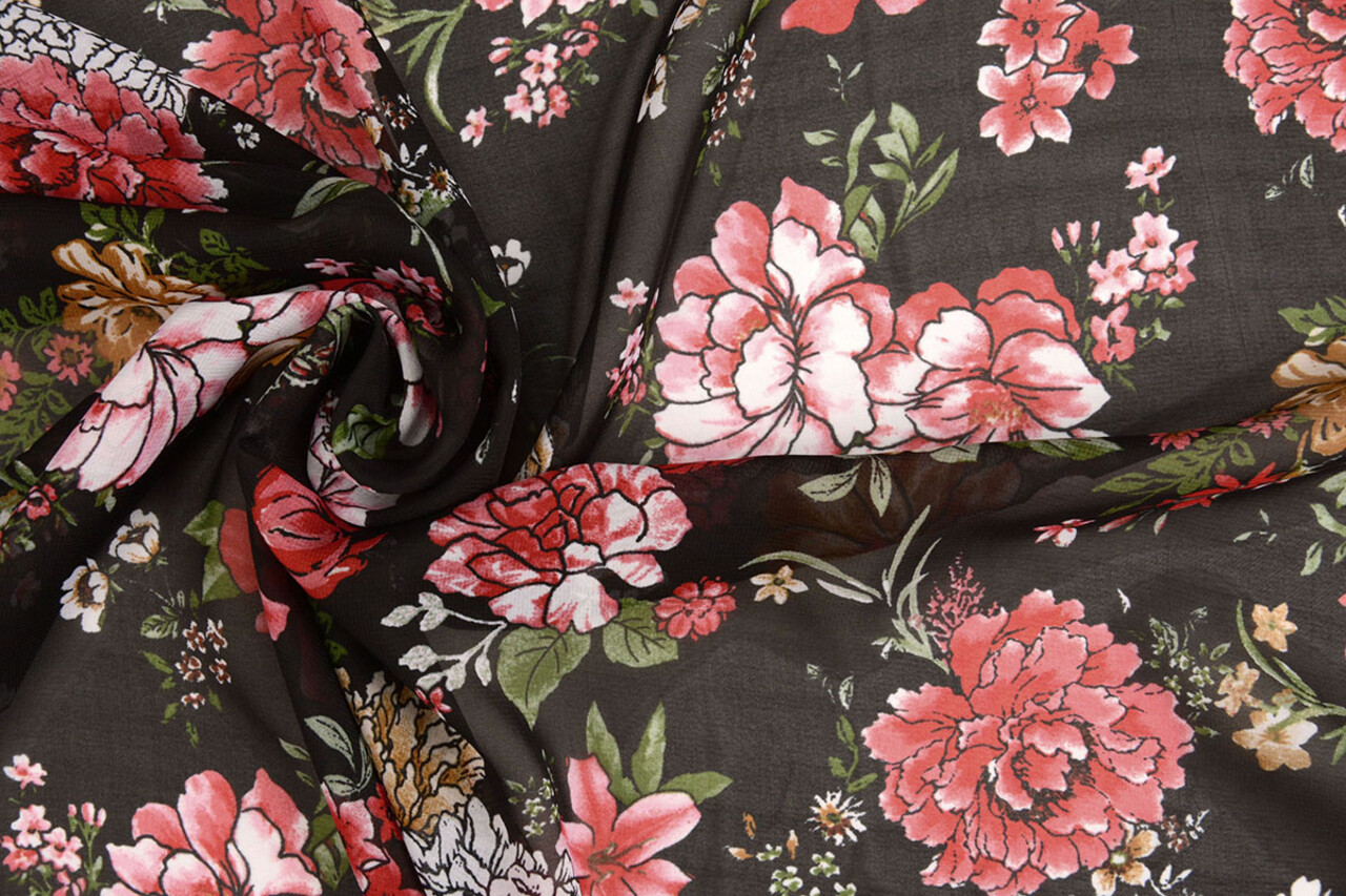 Chiffon Bedruckt Keet Schwarz Chiffon Bedruckt Keet Schwarz