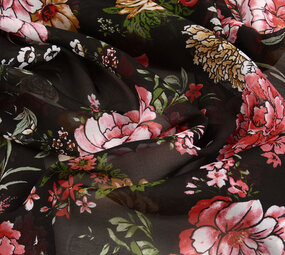 Chiffon Bedruckt Keet Schwarz