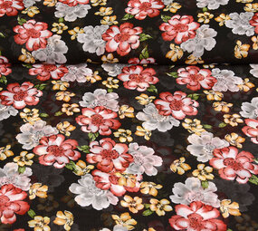 Chifón Estampado Bregje Negro Chifón Estampado Bregje Negro