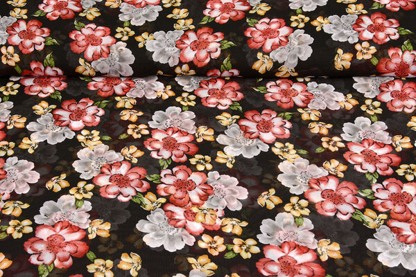 Chiffon Bedruckt Bregje Schwarz