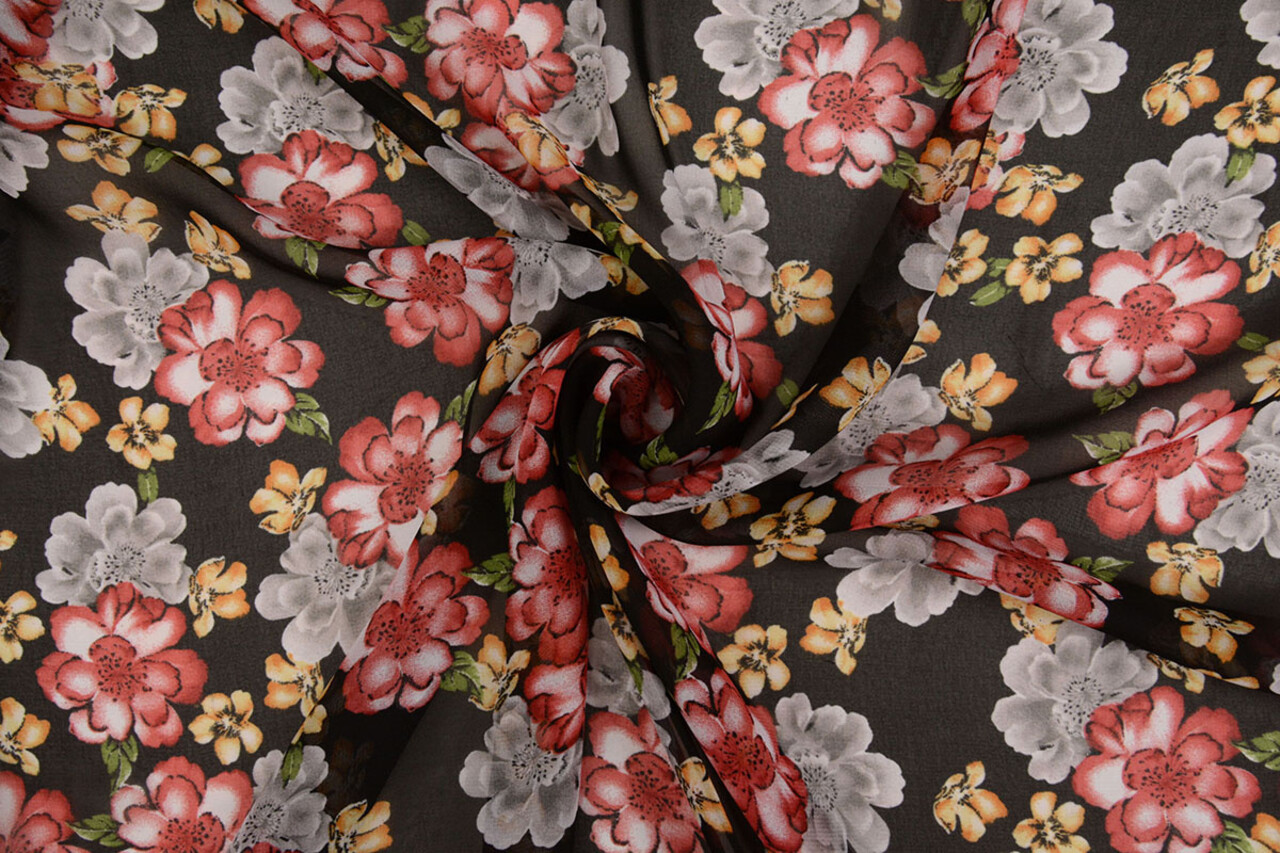 Chiffon Stampato Bregje Nero Chiffon Stampato Bregje Nero