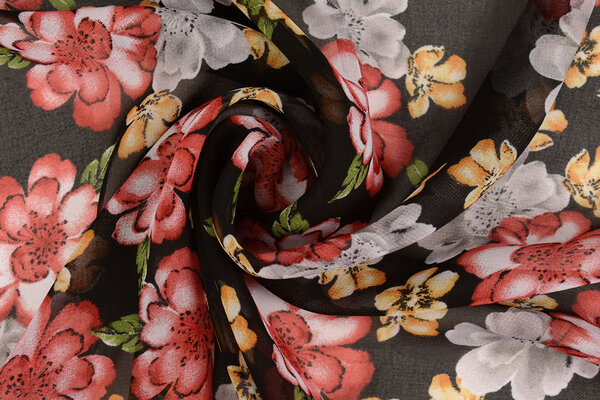 Chifón Estampado Bregje Negro Chifón Estampado Bregje Negro