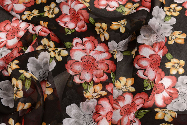 Chifón Estampado Bregje Negro Chifón Estampado Bregje Negro