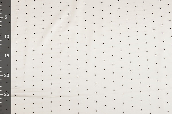 Stretch Satin Printed Dots White Black