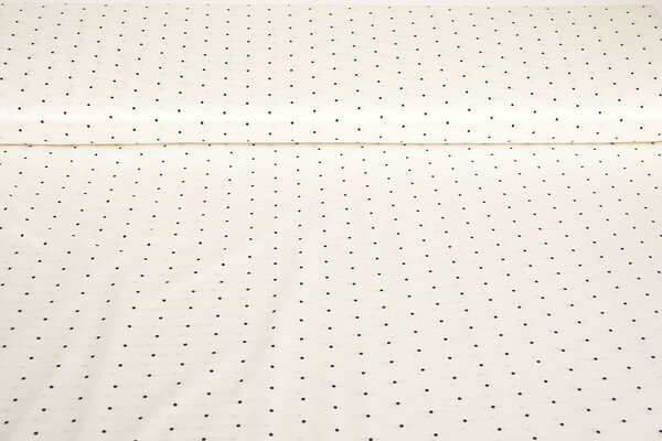 Stretch Satin Printed Dots White Black