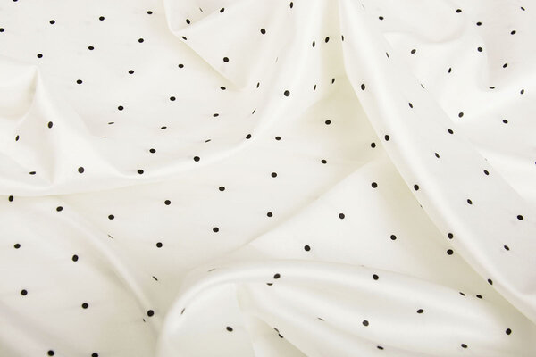 Stretch Satin Printed Dots White Black