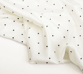 Stretch Satin Imprimé Pois Blanc Noir