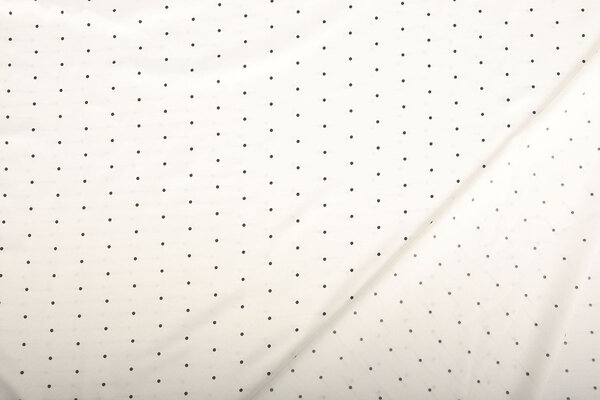 Stretch Satin Printed Dots White Black