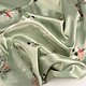 Stretch Satin Printed Flowers Lucille Light Old Green