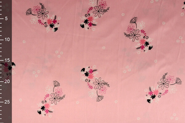 Satén Elástico Estampado Flores Lucille Rosa