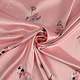 Stretch Satin Printed Flowers Lucille Pink