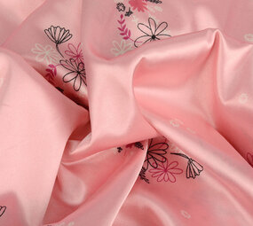 Stretch Satijn Bedrukt Bloemen Lucille Roze Stretch Satijn Bedrukt Bloemen Lucille Roze