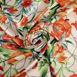 Stretch Satin Printed Flowers Penny Stretch Satin Printed Flowers Penny