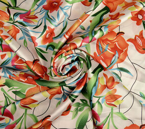 Stretch Satin Bedruckt Blumen Penny Stretch Satin Bedruckt Blumen Penny