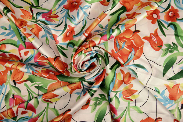 Stretch Raso Stampato Fiori Penny Stretch Raso Stampato Fiori Penny