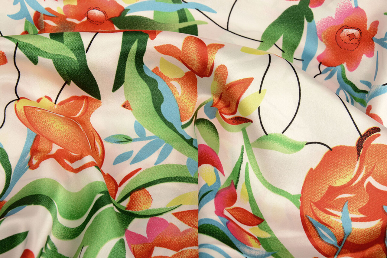 Stretch Satin Bedruckt Blumen Penny Stretch Satin Bedruckt Blumen Penny