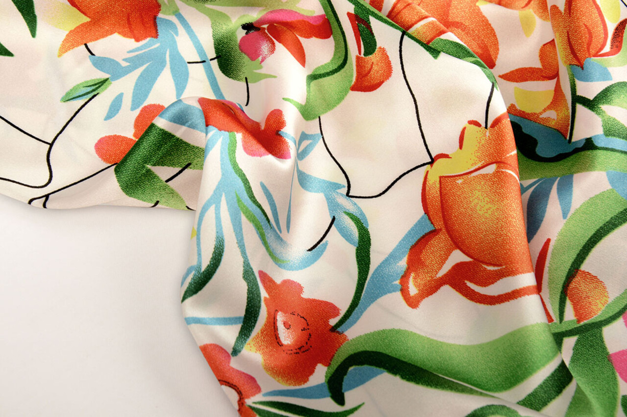 Stretch Raso Stampato Fiori Penny Stretch Raso Stampato Fiori Penny
