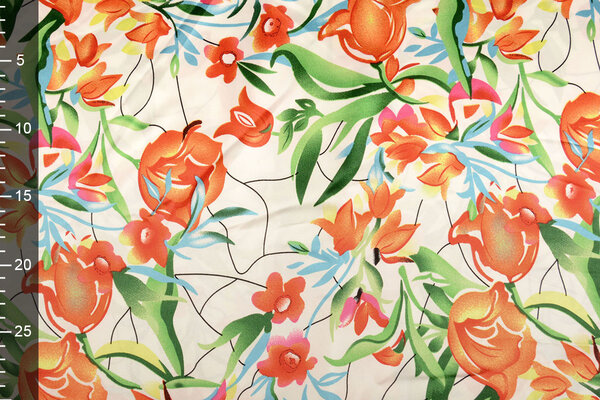 Stretch Raso Stampato Fiori Penny Stretch Raso Stampato Fiori Penny