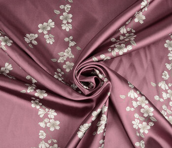 Stretch Satin Bedruckt Blumen Jenny Mauve