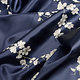 Stretch Satin Printed Flowers Jenny Navy Blue