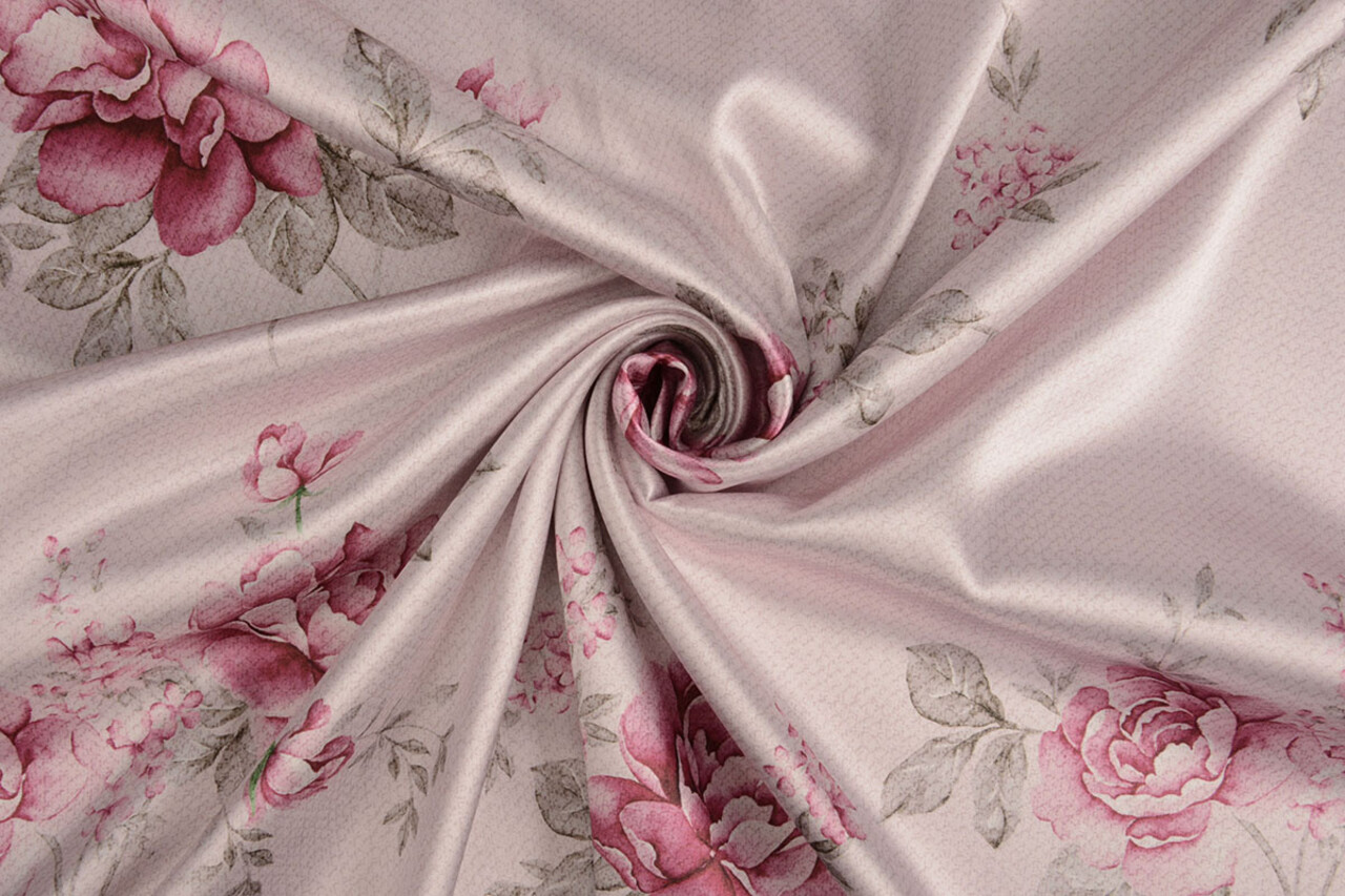 Stretch Satin Printed Flowers Pheline Stretch Satin Printed Flowers Pheline