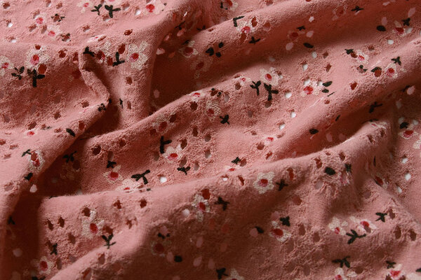 Oeko-Tex®  Baumwoll Jersey Stickerei  Blumen Dunkel Altrosa