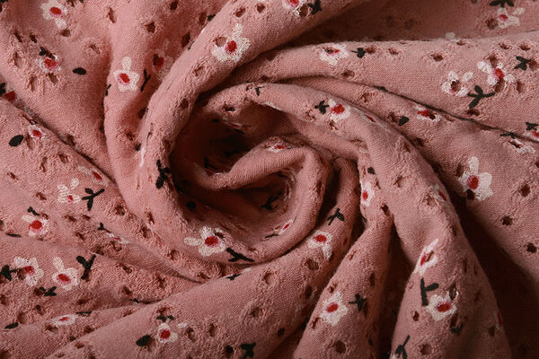 Oeko-Tex®  Baumwoll Jersey Stickerei  Blumen Dunkel Altrosa