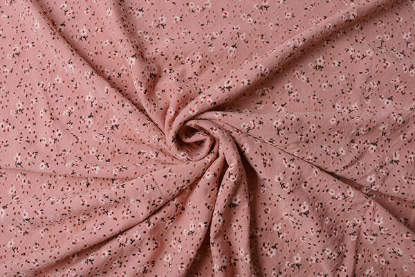 Oeko-Tex®  Baumwoll Jersey Stickerei  Blumen Dunkel Altrosa