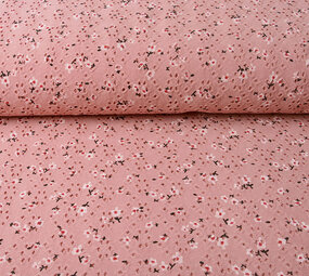 Oeko-Tex®  Katoen Jersey Broderie Bloemen Donker Oud Roze Oeko-Tex®  Katoen Jersey Broderie Bloemen Donker Oud Roze