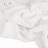 Embroidered Sequins on Poly Silk White
